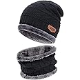 Foliam Winter Woolen Double Sided Beanie Cap and Neck Warmer with Fur Interior and Fleece Line