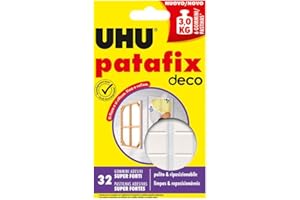 Uhu Patafix Deco, 32 Gommini Adesivi Super Forti, bianco