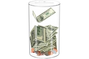 HIIMIEI Hucha de acrílico Transparente para niños y Adultos, Caja de ahorros para niños y niñas, Debe romperse para Abrir, 20 x 13 x 13 cm (Mediana)