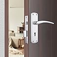 Godrej Mortise Door Lock | ELC 01-6 Levers | Handle Set with 2 Keys | Suitable for Left & Right Handed, Inside & Outside Opening Door Handle Set | Satin Steel Finish | Silver | 5 Years Warranty