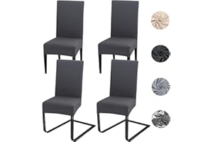 Meision Stuhlhussen 4 oder 6er Set, Abnehmbare waschbar Spandex Stuhlüberzug Stuhlbezug Stretch Universale für Hotel, Zeremonie, Bankett, Restaurant, Zuhause(4er Set, Anthrazit)