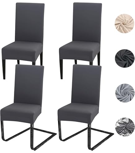 MILARAN Stuhlhussen Aus Samt - Elastische Stuhlüberzüge In Beige Für Esszimmerstühle