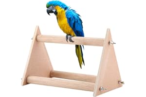 Pssopp Papageien Vogelständer Vogelspielplatz aus Natur Holz Vogelspielzeug tragbare lustige hölzerne Parrot Playstand Sitzstangen für Vogelkäfige, für Wellensittich Nymphensittich