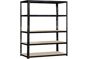 G-RACK 180cm x 120cm x 45cm, Black 5 Tier (175KG Per Shelf), 875KG Capacity Extra Wide Garage Shed Storage Shelving Unit, 5 Year Warranty
