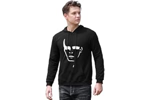 fangs Men's Gary Numan Logo Rock Band Printed Pullover Hoodies Long Sleeve Hooded Sweatshirt Black M