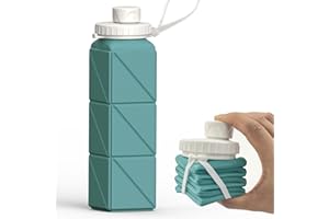 BEAUTAIL Bouteille d'eau pliable en silicone - 610 ml - Légère, réutilisable, étanche - Pour voyage, camping, randonnée, cyclisme, yoga, sports de plein air (Bleu)