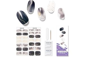 DUKASOU Vernis Autocollant Ongles UV, 28pcs Autocollant Ongle Gel Semi Durci, Adhésif Pour Femmes Nail Art