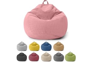 Chingcoo Funda de puf para niños y adultos, solo funda (sin relleno), silla de puf para dormitorio, oficina, sala de estar, terraza (Rosa)