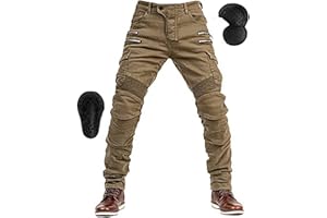 oFzimTo Pantaloni Moto Uomo con Protezioni, Jeans Moto Uomo Elasticizzati con Copertura Protettiva di Seconda Generazione, Marchio CE (EN1621-1:2036)