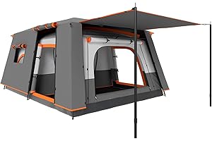 Outsunny Tenda da Campeggio per 4-6 Persone, Tenda Famigliare a Tunnel Impermeabile e Anti-UV per 3 Stagioni con 2 Stanze, Veranda e Borsa di Trasporto per Pesca