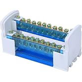 Distribution Terminal Block, 500V 125A Terminal Distribution Box Terminal Power Strip Blocks Single Phase 2 Tier Din Rail wit