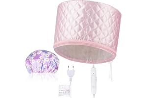 Totofac Heating Cap, Heating Hood for Deep Care, Hair Steamer Heat Hood for Hair Masks, 2 Temperature Modes, Hair Heating Cap for Spa, Salon, Home, Black (Pink)