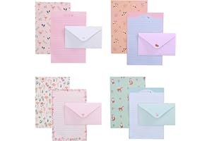 Omeblos 36Pcs Writing Paper and Envelopes Sets, 4 Different Pattern Letter Writing Set, 24 Paper and 12 Stationery Packaging, Letter Writing Set for Letters, Poetry, Invitations & Thank You Cards