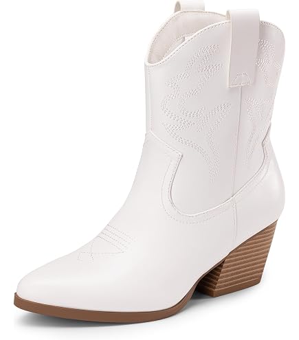Stivali Da Cowboy Donna OTMYIGO Ricamati – Autunno Inverno, Tacco Grosso, Punta Appuntita (Bordeaux, 39)