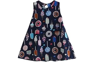 Luckywaqng Bébé Enfants Filles Sans Manches Gâteau De Glace Imprimer Robes Casual Vêtements Enfants Filles 128