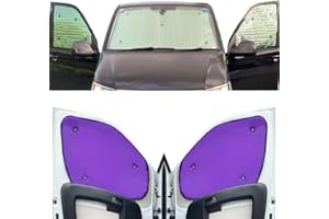 COVPROTEC Fensterrollo-Set Kombatibel Mit Renault Master (2010-Date)(Komplettset MWB + Scheunentore) Rückseite einfärben Lila, Reversibel und Thermisch