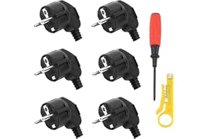 CHEVVY 6 Piezas Schuko Power Socket 16A 250V para Enchufe Extensión Conector Clavija Europea para cables de 8 a 10 mm Enchufe IP20 Negro
