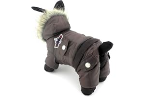 Zunea Combinaison d'hiver rembourrée imperméable pour Petit Chien et Chat Chaud Manteaux Sweats à Capuche Vêtements pour Chiot Chihuahua Marron XS