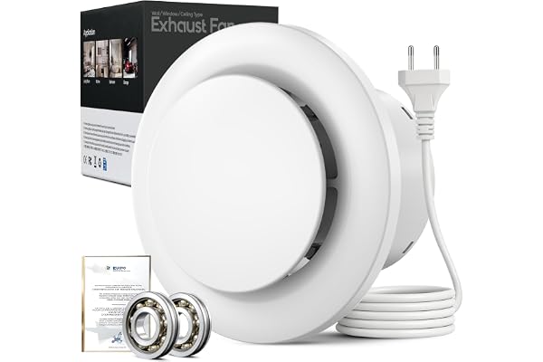 SBONNI 100mm Extracteur d'air 130m³/h 12W, Fonctionnement silencieux Ventilateur d'extraction à fort débit d'air, Économe en énergie, Pour Salle de Bain, Cuisine,toilettes, Serres,Tentes (4 inch)