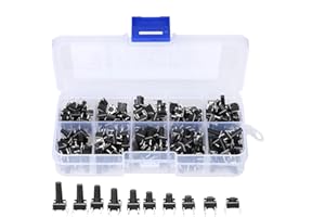 HYUDUO 200 sztuk Przełącznik Dotykowy Wciskany 6x6mm Micro Momentary Tact Switch Kit dla Projektów Elektronicznych (Czarny)