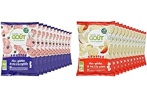 Good Goût - BIO - Mini-Galettes De Riz À La Myrtille Dès 10 Mois 40 G - Pack De 10 & BIO - Mini Galettes De Riz À La Pomme Dès 10 Mois 40 G - Pack De 10