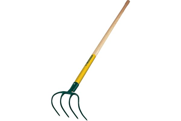 Leborgne, Croc à Fumier, 4 dents, Largeur: 21 cm, Manche: 130 cm, Acier Forgé et Trempé, Manche Bois Certifié PEFC 100%, Croc à fumier pour griffer, aérer, niveler, briser les mottes de terre