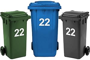 Rubigo 3 x Bin Numbers for Wheelie Bins, 0-99, 17.5cm Dustbin Stickers, Easy Application Stick On Number Stickers - Weatherproof Self Adhesive Vinyl (22)