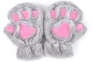 Tasty Life Guantes De Mujer Otoño E Invierno Guantes Suaves Y Esponjosos Guantes De Lana De Garra De Gato De Dibujos Animados De Medio Dedo Engrosados Guantes De Punto Cálido