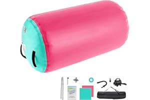 KIKILIVE Inflatable Air Barrel Roller with 600W Electric Air Pump | Exercise Mat, Yoga Roller, Tumbling Mat for Gymnastics, Fitness, Balance Training | Includes Carry Bag