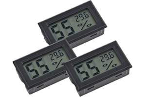 INRIGOROUS Mini Hygrometer Thermometer, 3 Pack LCD Digital Temperature Humidity Meter Thermometer Humidity Gauge Meter for cigar humidor Reptile Incubator Poultry office bedroom living room (Black)