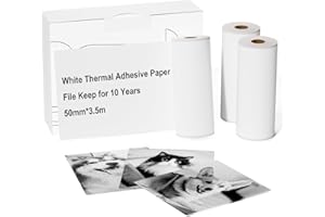 LABELCREATE T02 Papel de impresión térmica blanco - 10 años de larga duración, mini pegatinas, compatible con impresoras T02/M02/M02S/M03 para imprimir fotos, textos, notas de estudio, pegatinas de bricolaje