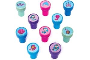 Baker Ross FC840 Sjöjungfrustämpel för barn – 10-pack, stämpelset för barn, perfekt som barnkalas