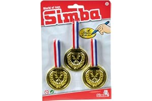 Simba Toys 108612196 - Medaljer 3-Pack - Tre Guldmedaljer från Simba Toys, Möjlighet att Skriva på Baksidan, Diameter: 6cm, F