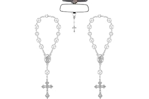 VOXIN Mrltau 2 Pcs Car Rosary Hanging Ornament St Christopher for Car, Car Mirror Hanging Accessories, Lucky Charm St Christopher Travel Gift, Car Mirror Hanging Decorations, New Driver Gift