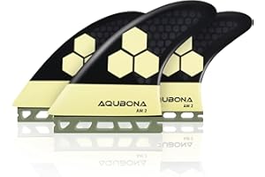 AQUBONA Dual Tab II AM FINS - Pinne per tavola da surf in fibra di vetro per il surf con borsa per pinna, chiave per pinna e multicolori (set piccoli, medi, grandi)