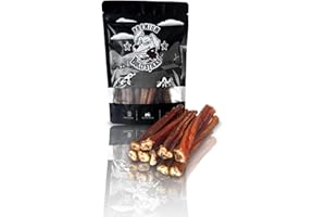 Premium Bully Sticks - Thin pizzle for dogs - Pack of (10) bull pizzles for small dogs and puppies, natural long lasting low odour dog chews made with grass fed beef