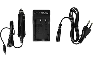 vhbw Ladegerät kompatibel mit Pentax Optio E85, E75, M85 Kamera Camcorder/Akku - Ladeschale, Kfz-Adapter, Ladeanzeige, 4,2 V