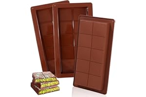 Bixury Moule Silicone Tablette de Chocolat, 3 Pièces Profonds, Sans BPA, Marron1