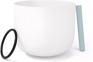 KELIODY Singing Bowl - 440 Hz F Note White Crystal Singing Bowl Heart Chakra 10 Inch Frosted Quartz O-Ring and Mallet Included Yoga Gifts