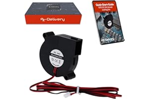 AZDelivery 2 ventiladores radiales 5015 DC 24 V – 50 x 50 x 15 mm Mini soplador sin escobillas para refrigeración electrónica, impresoras 3D, electrodomésticos, silenciosos y eficientes, conexión de 2