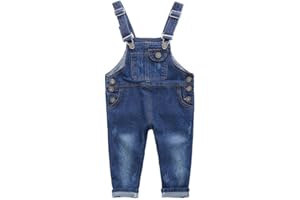 Odziezet Salopette Jeans Enfant Fille Garçon Denim Pantalon avec Bretelles Longue Denim Pantalons Combinaison 0-7 Ans