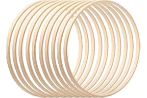 PENLIMLY Wooden B-amboo Floral Hoop, 10cm/15cm/20.5cm/26cm/30.5cm Wreath Rings for Crafts, Wooden Dream Catcher Hoops, Wreath Making Hoops for Wedding Wreath Decor and Macrame Wall Hanging Crafts