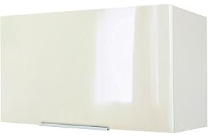 BERLIOZ CREATIONS Scatola Top da Cucina su Cappa 60, Legno ingegnerizzato, Avorio ad Alta lucentezza, 60 x 34 x 35 cm