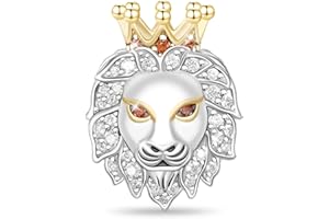 GNOCE Tiger Wolf Charms for Bracelet 925 Sterling Silver Animal Head Bead Lion Charms For Women Men Girls Boys Necklace Jewelry Gifts