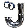 EZ-Fluid 1-1/2" Heavy Duty 17 Gauge High Profile Sink Trap J Bend Thick Brass Tubular w/Brass Nuts, High Inlet J Shape for Sink Drain P-Trap Kit Chrome