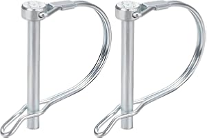 DTGN 6mm x 50mm (Dxl) Spina Bloccaggio Albero - 2 Pezzi - Ideale per Rimorchi Agricoli Prati - Perno Accoppiamento Rotondo Acciaio Al Carbonio Orecchio - Tonalità Argento