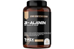 ‎T-REX INTEGRATORI Beta-Alanin 120 Tabletten à 1000 mg | Nahrungsergänzungsmittel auf Basis von B-Alanin mit den Vitaminen B1 und B6. Potentes Post-Workout-Supplement für die Muskelregeneration. T-Rex Integratori.