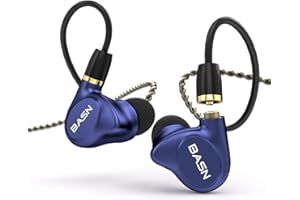 BASN Metalen Écouteurs Intra-Auriculaires à 4 Pilotes, IEM Isolant Le Bruit avec Basses Profondes, pour Musiciens, chanteurs, batteurs, bassistes (Bleu Saphir), Matelen24