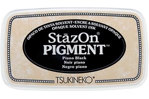 Rayher 29206576 StazOn Pigment-Stempelkissen, schwarz, 9,6 x 5,5x 2,2 cm, Stempelfarbe, Tsukineko