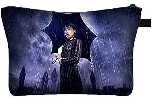 May Huang Miercoles Addams Bolsa de Aseo de Viaje, Addams Bolsa de Baño de Viaje, Multifuncional Bolsa de Cosméticos para Regalo de Cumpleaños, Regalo Creativo (A)